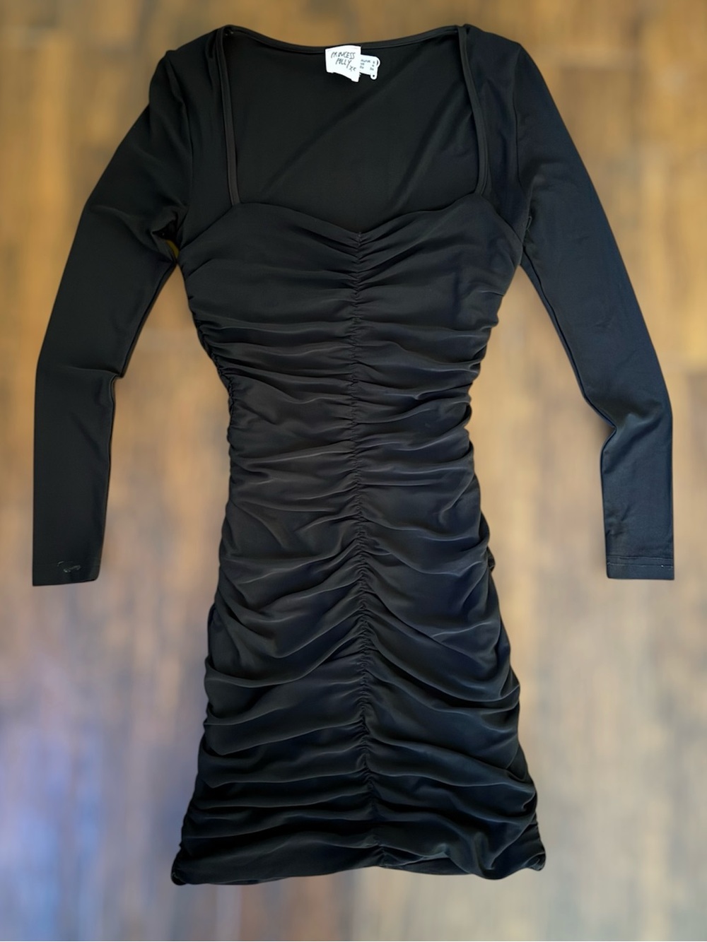 Princess Polly Ruched Sheer Long Sleeve Mini Bodycon Dress